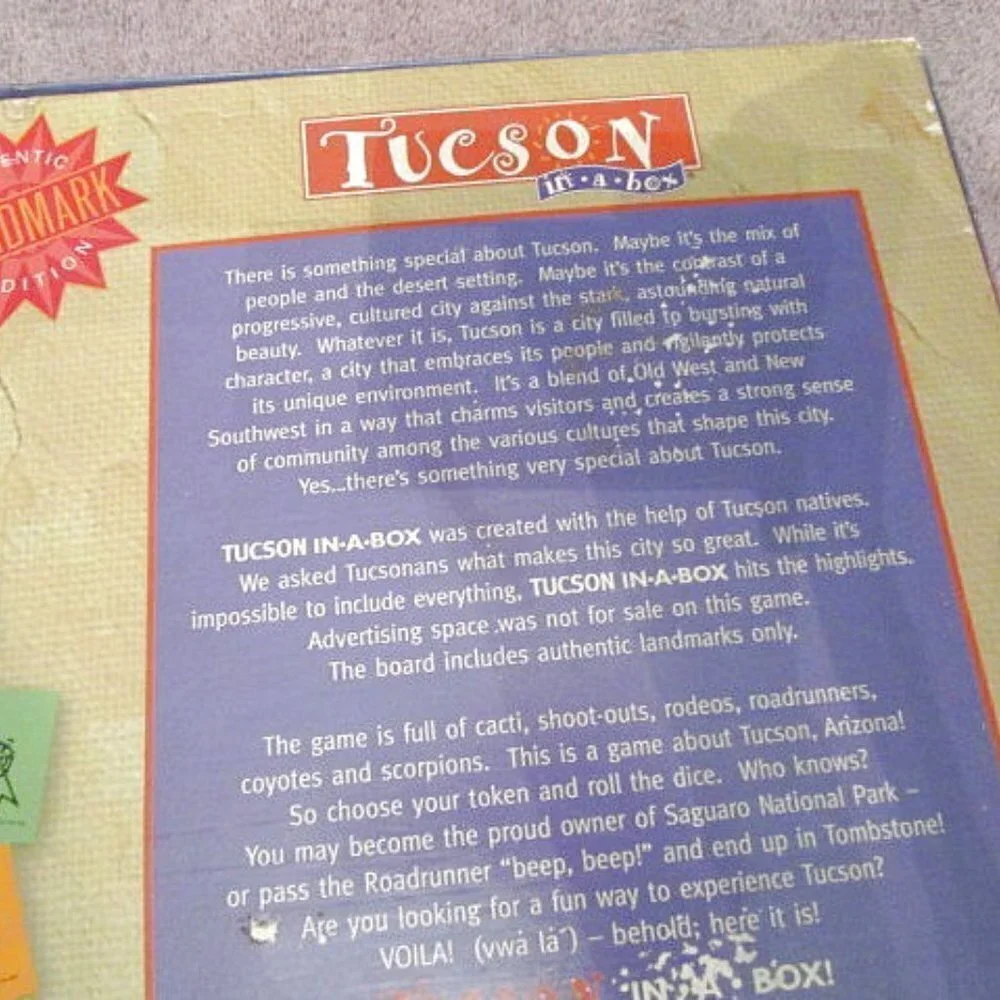 Vtg Arizona In A Box Monopoly Style Board Game Tucson Tombstone Cowboy Rodeo